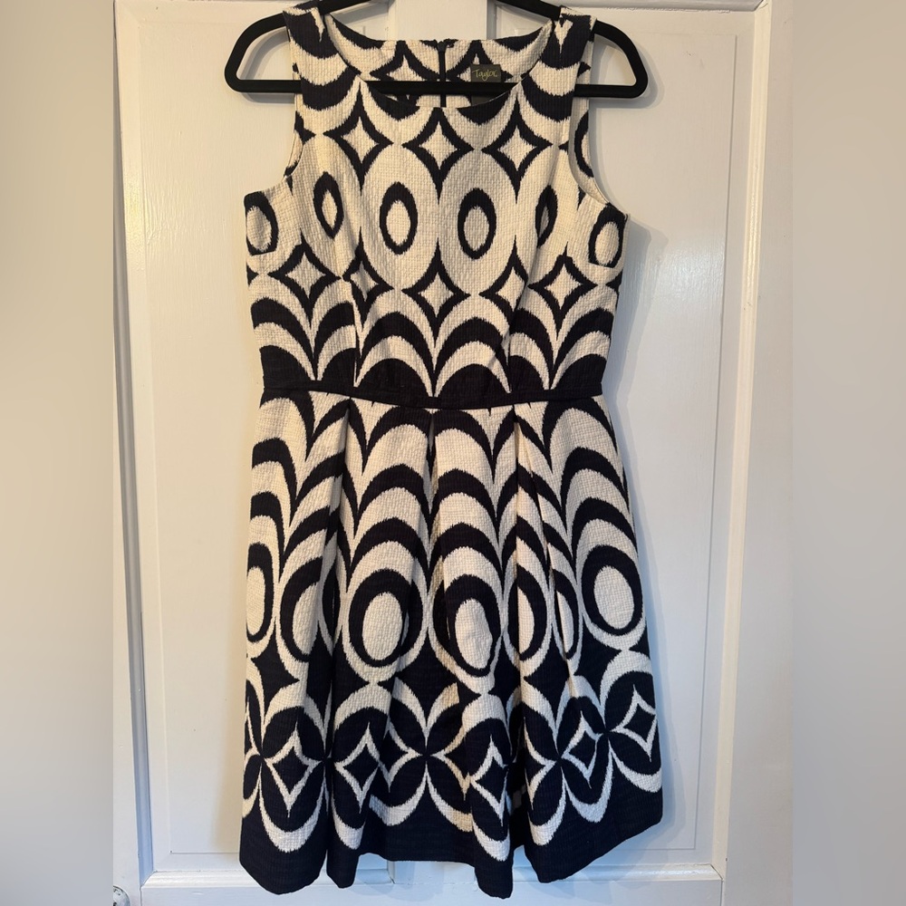 Taylor Black and White Pattern Dress